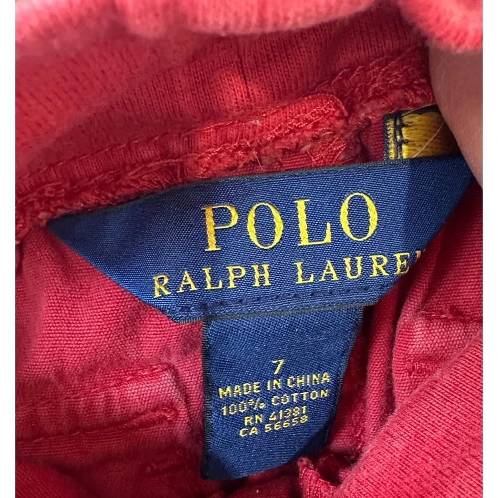 Polo Ralph Lauren Cargo Shorts Drawstring Kids Size 7 Red Excellent